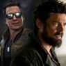 Karl Urban como Johnny Cage con lentes oscuros junto a otro personaje