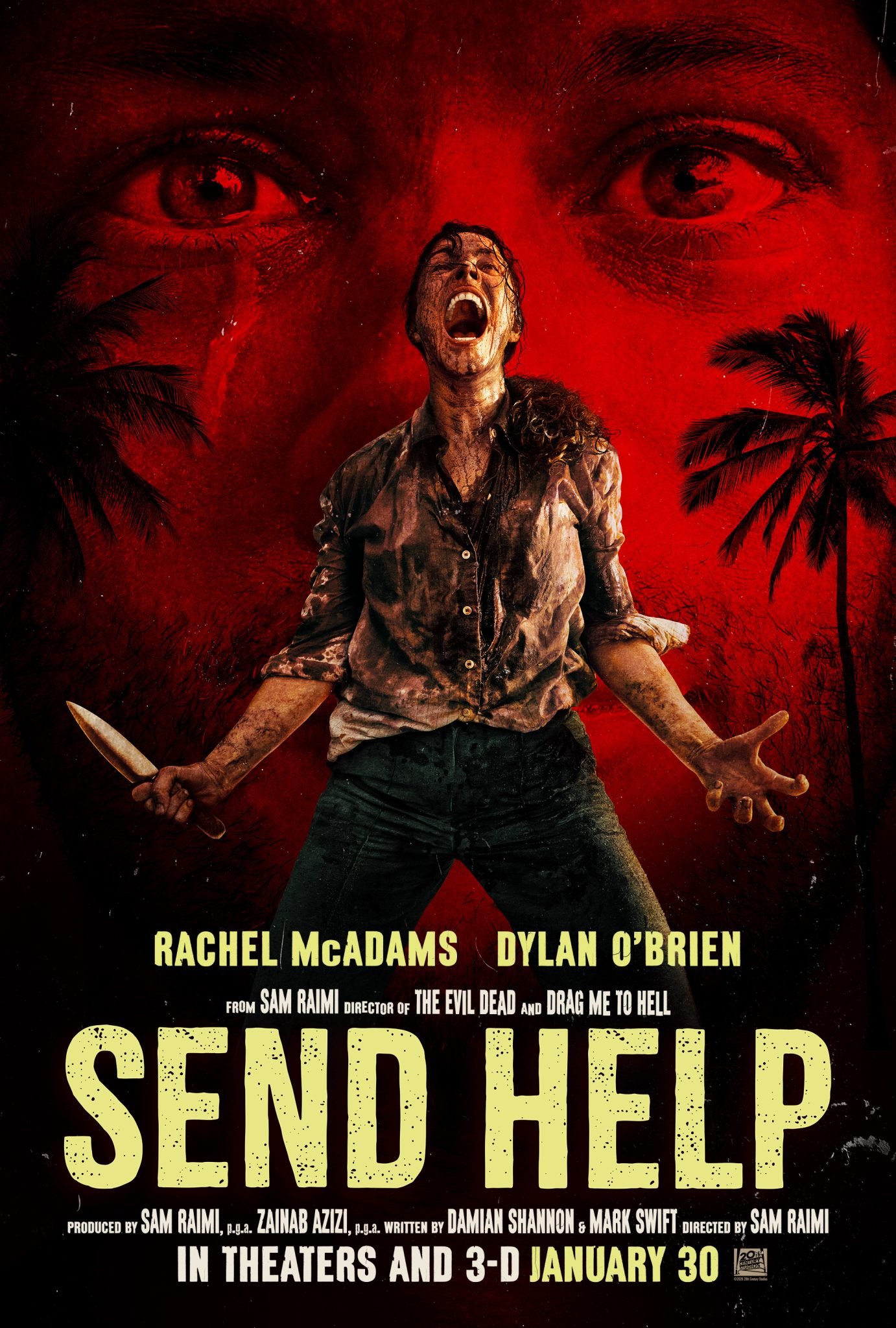Póster de Send Help con Rachel McAdams y Dylan O'Brien
